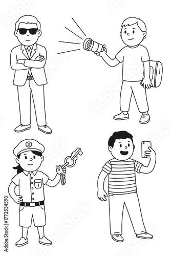 Four character line drawing vector illustration scalable eps icon for diverse applications vector