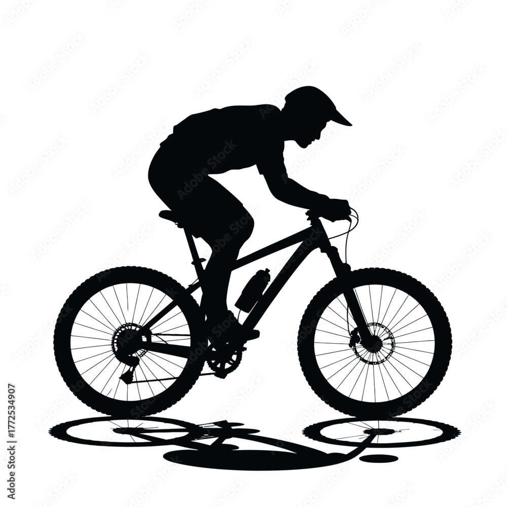 Obraz premium Dynamic mountain biking silhouette vector illustration for extreme sports and adventure graphics vector