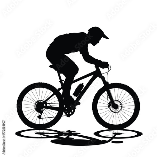 Dynamic mountain biking silhouette vector illustration for extreme sports and adventure graphics vector