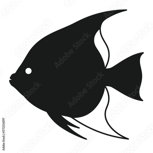 Striking Angelfish Marine Animal Silhouette Vector Graphic Design Element