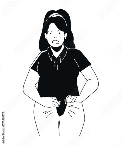 Weight Anxiety - Black and White Flat Design Illustration