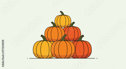 Vibrant autumn harvest pyramid of pumpkins, perfect for seasonal decorations and festive fall celebrations