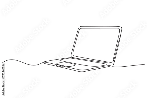Hand drawn laptop one line art illustration continuous outline sketch vector design
