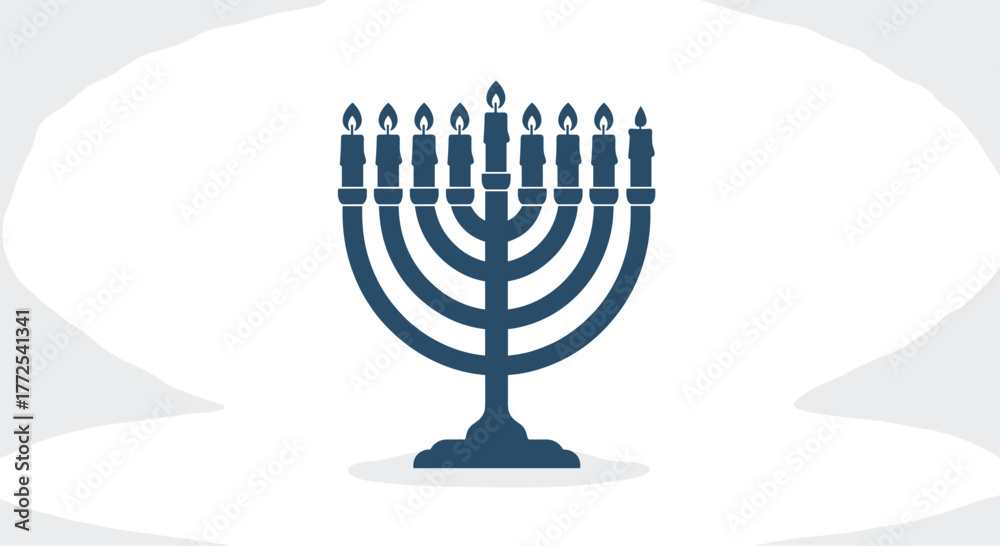Fototapeta premium Elegant blue menorah with lit candles radiating warmth and tradition for joyful Hanukkah celebrations