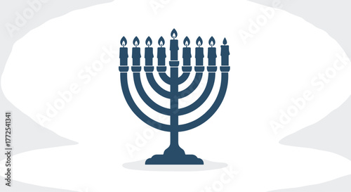 Elegant blue menorah with lit candles radiating warmth and tradition for joyful Hanukkah celebrations