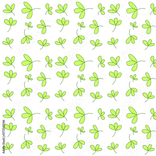 seamless pattern three-lobed colorful leaves pattern on a white background
