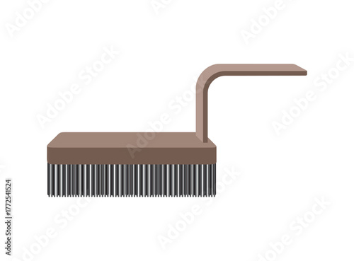 Brown brush for clothes and shoes isolated on a white background. Broom for sweeping. Brush with handle.