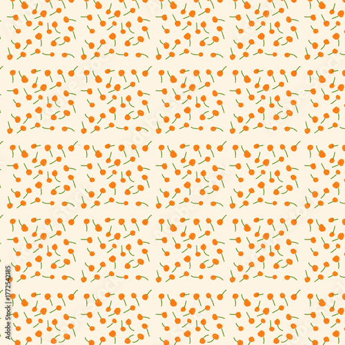 seamless pattern orange cherry on a white background