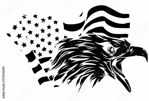 Black silhouette of eagle hea...