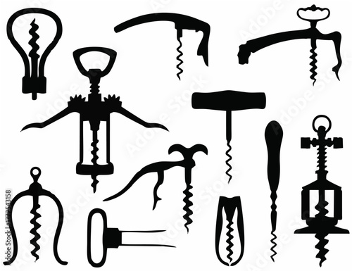 Black images of corkscrews ag...