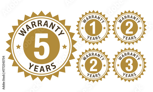 Set of four golden warranty seal badges vector illustration eps scalable icon for quality assurance vector