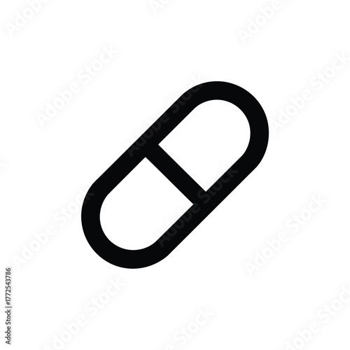 Minimalist flat vector icon of a pill or capsule for medical and health graphics scalable eps vector