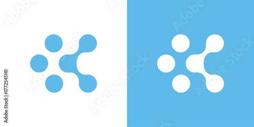 Letter K Modern Molecular  Logo Design, Biotech, Data Startups, Communication Networks