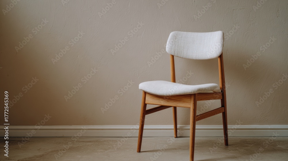 Obraz premium Wooden chair in a minimal room