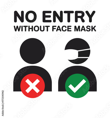 No entry without face mask safety sign vector graphic illustration for public spaces vector