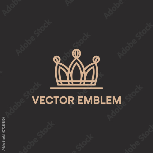 A striking vector emblem featuring a minimalist crown design, perfect for branding or logo use, set against a dark background that enhances its elegant appeal.