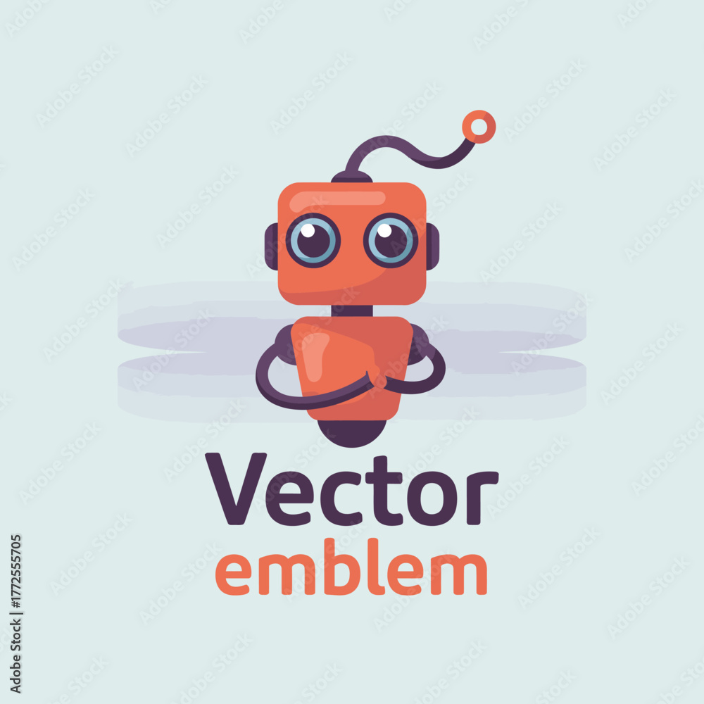 Fototapeta premium This image showcases a charming red robot with big eyes and hands, signifying warmth and friendliness, making it suitable for creative projects focused on technology and companionship.