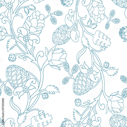 Accent Wall Design Artichokes and acorns botanical character and charm.
