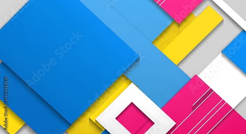 Abstract Geometric Shapes Background Colorful Overlapping Design.
