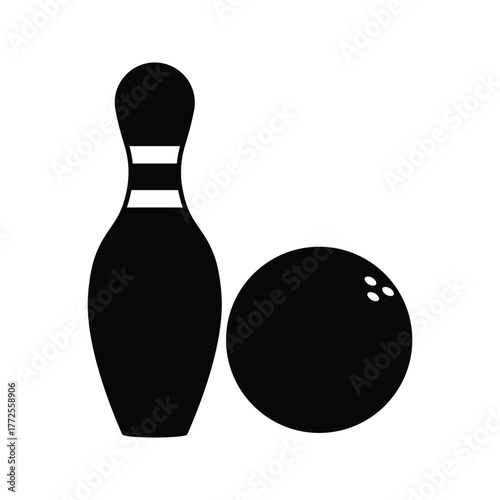 Bowling icon logo design. bowling ball and pin sign and symbol.