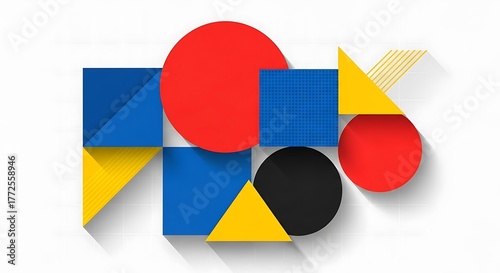 Abstract Geometric Shapes Composition with Shadows.