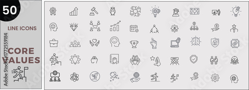 50 icons set of core value, core value icon set