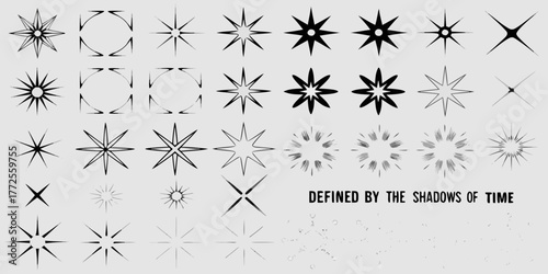Collection of diverse starburst and sparkle graphic elements for design projects