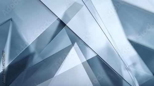 Abstract Geometric Glass Shapes with Transparent Layers and Modern Design