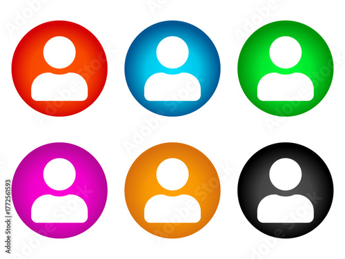 Multicolor user icon set isolated. Vector  illustration. 
