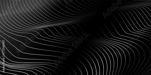 3D Vector wave lines pattern smooth curve flowing dynamic white light isolated on black background for concept of technology, digital, modern, eps10 vector.
