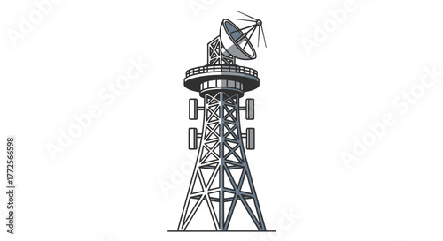black and white silhouette of a broadcast tower icon vector on a white background