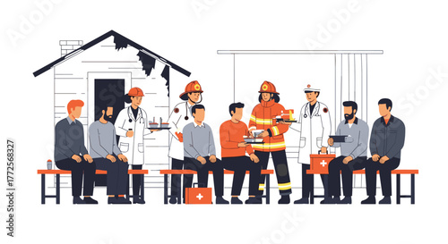 Dedicated first responders offer vital aid and comfort to disaster-affected community members with essential supplies and care