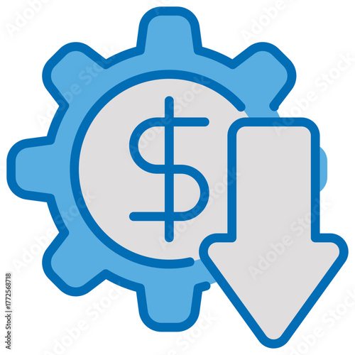Recession Blue White Icon Editable Stroke