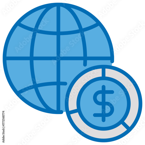 Economy Blue White Icon Editable Stroke