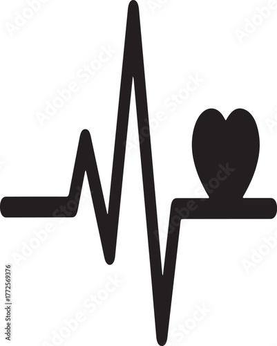 Heart Beat silhouette vector with white background