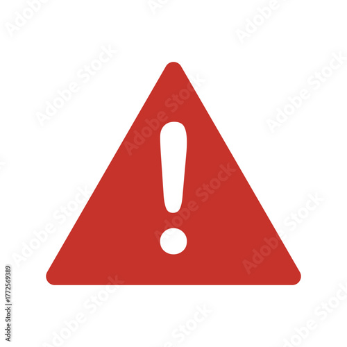 Exclamation mark vector icon, red , hazard warning attention sign