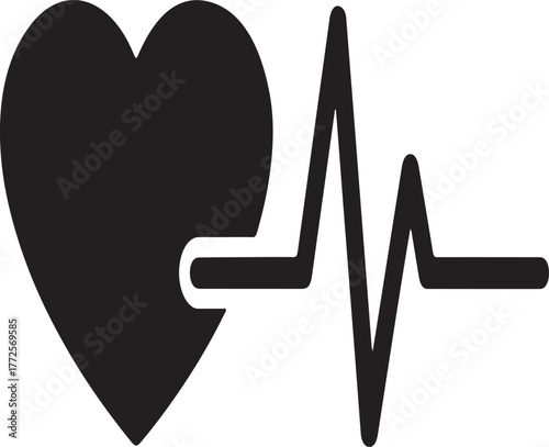 Heart Beat silhouette vector with white background