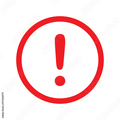 Exclamation mark vector icon, red , hazard warning attention sign