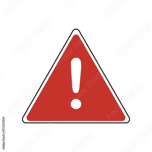 Exclamation mark vector icon, red , hazard warning attention sign