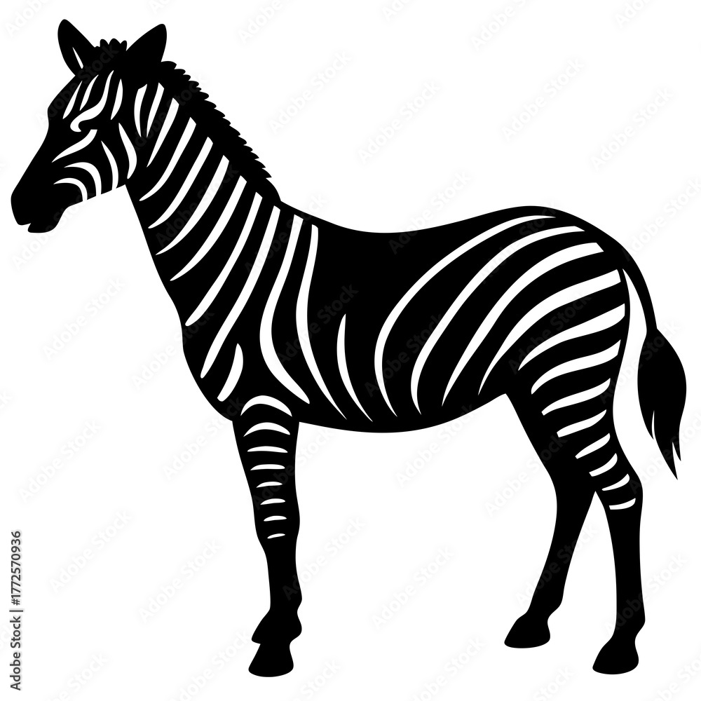Fototapeta premium Silhouette of a zebra with stripes on transparent background