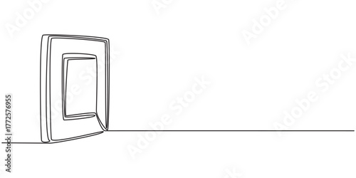 Continuous one line drawing of Hand turn off the light for save electricity. Single line drawing illustration of Light switch. Economical of electricity concept vector art. Doodle line illustration.