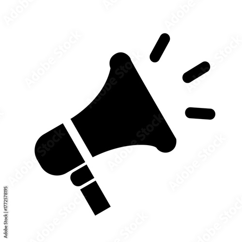 Megaphone vector icon: simple silhouette for announcement, marketing, communication, news, and loud speaker advertising concept