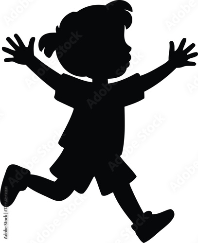 Child running silhouette joy active playful childhood movement running child