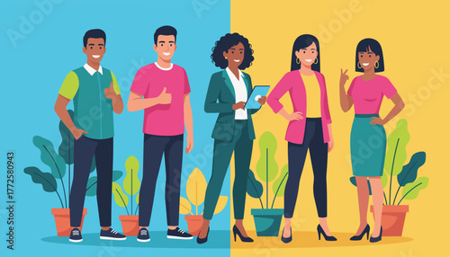 Diverse business team portrait Happy professionals smiling showing teamwork and confidence