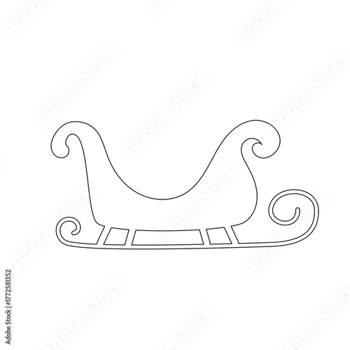Christmas Sleigh Line Art Vector, Minimal Black Outline of Santa Claus for Kids’ Designs