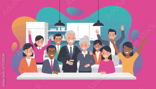 Happy diverse multigenerational business team celebration Success cooperation and leadership