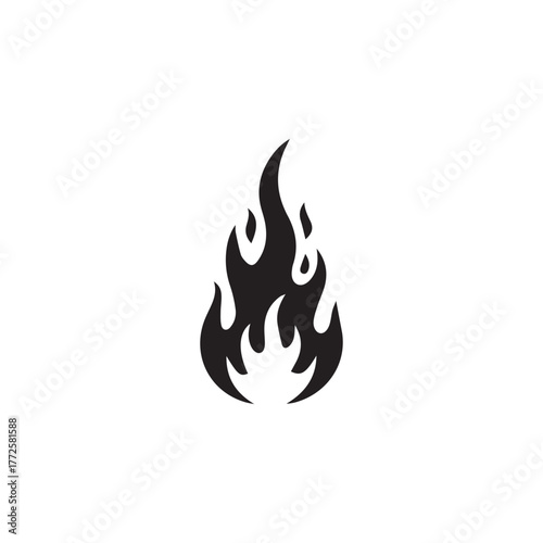 A simple, stylized black flame graphic against a clean white background, representing heat.