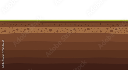 The rich layers of earth's soil, a cross section revealing diverse textures and strata perfect for educational and environmental projects