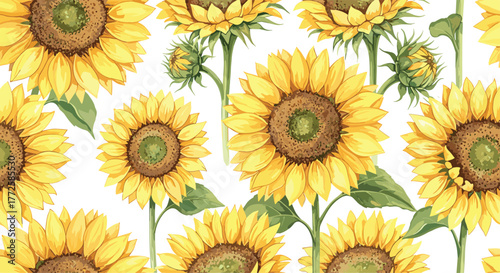 Bright and cheerful sunflower pattern perfect for summer designs and cheerful decor