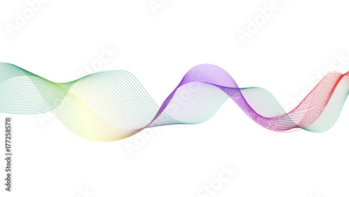 Minimalist abstract background featuring a colorful sine wave curve.